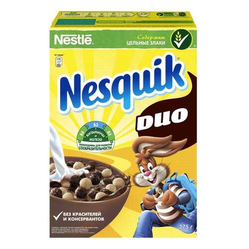 Готовый завтрак шоколадный Nesquik duo 375 г в Дикси