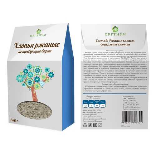 Хлопья Оргтиум ржаные без термической обработки экологические 350 г в Дикси