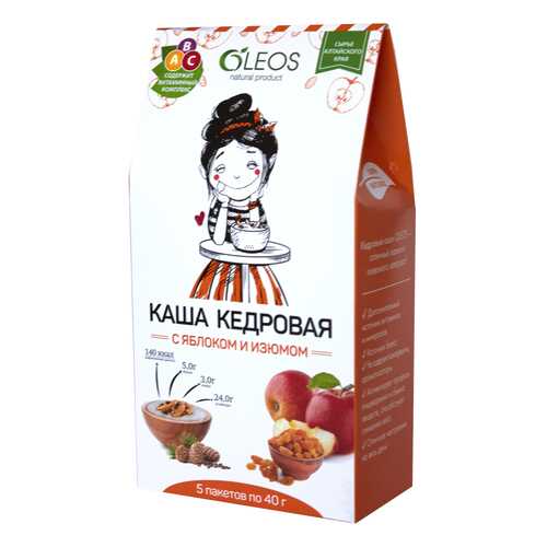 Каша кедровая Oleos с яблоком и изюмом 200 г в Дикси