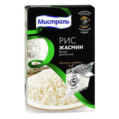 Рис Мистраль жасмин белый ароматный 80 г 5 пакетиков в Дикси