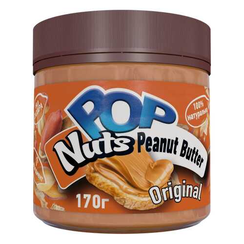 Арахисовая паста POP Nuts Peanut Butter Original, Натуральная, 170г в Дикси