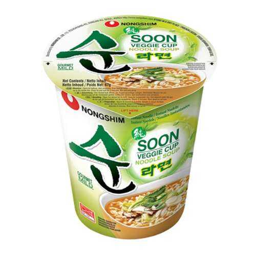 Лапша быстрого приготовления Soon Veggie овощная Nongshim стакан 67 г в Дикси