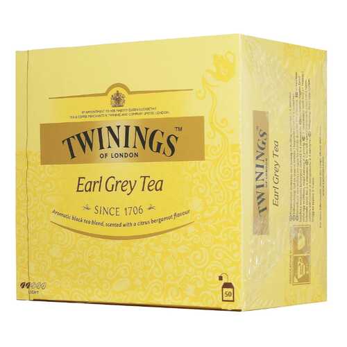 Чай черный Twinings эрл грэй байховый с ароматом бергамота пакетированный 50 пакетиков в Дикси