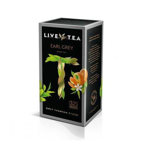 Чай Live Tea Earl Grey черный с бергамотом 25 пакетиков в Дикси