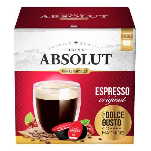 Кофе Absolut Drive Espresso Original в капсулах для кофемашины Dolce Gusto 16 капсул в Дикси