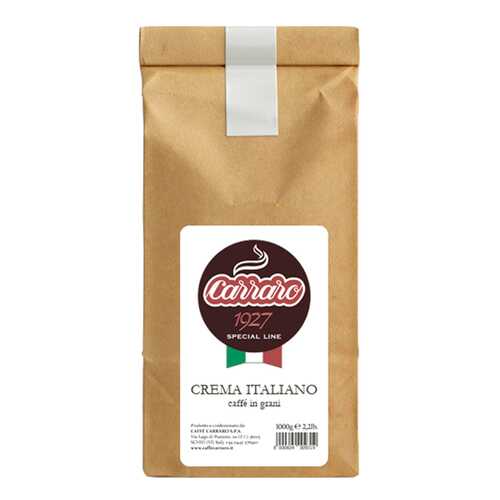 Кофе Carraro crema italiano зерновой 1 кг в Дикси