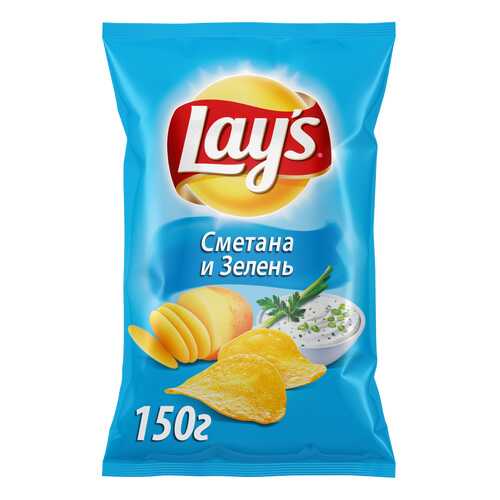 Картофельные чипсы Lays сметана и зелень 150 г в Дикси