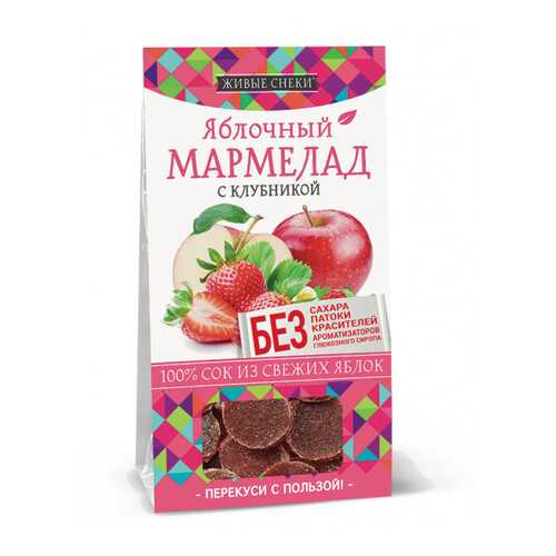 Мармелад яблочный Живые снеки с клубникой 90 г в Дикси