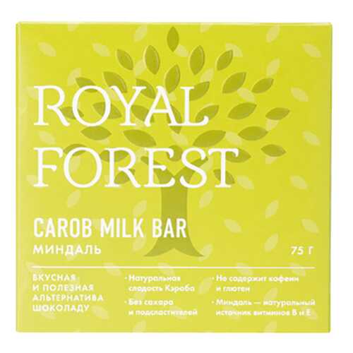 Шоколад Миндаль Carob milk bar Royal Forest 75 г в Дикси