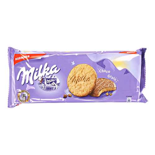 Печенье овсяное Milka с молочным шоколадом 168 г в Дикси