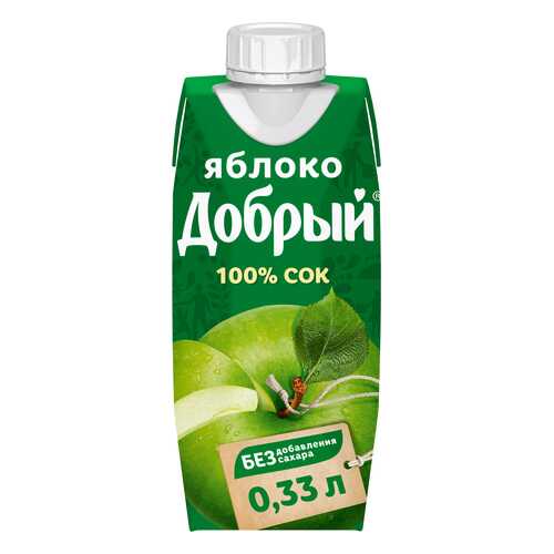 Сок Добрый яблочный 100% 0.33 л в Дикси